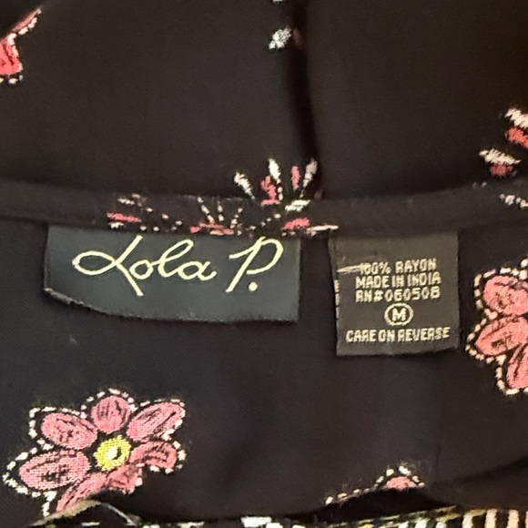 Floral Lace-Up Blouse in Black and Pink - Picture 10 of 13